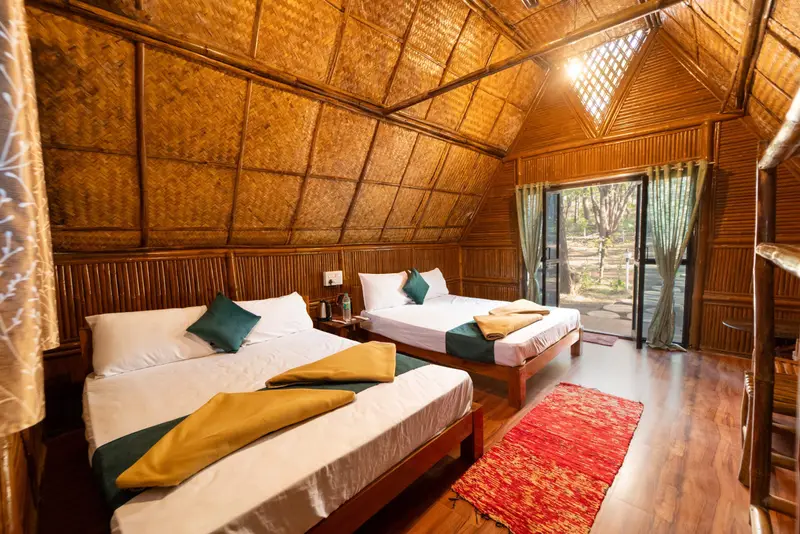 Bamboo-roof beds at Verdant Cottages